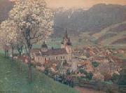 Gustav Jahn Prozession bei Mariazell. oil painting on canvas